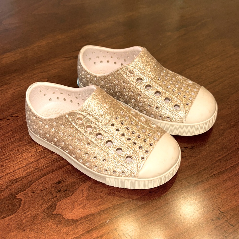 Native Shoes Jefferson Bling Glitter Toddler 6 Rose Gold